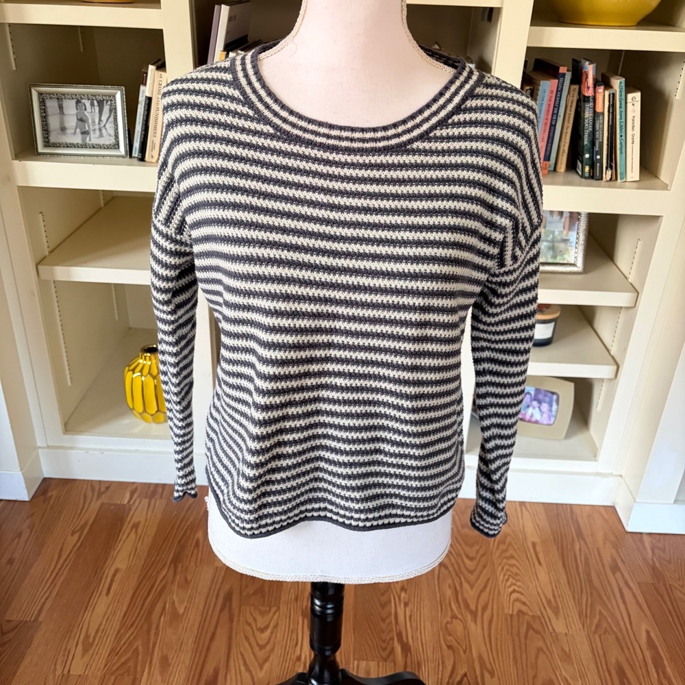 Madewell Seagrove Pullover Sweater‎ Stripe XS Blue White Coastal Nautical Preppy